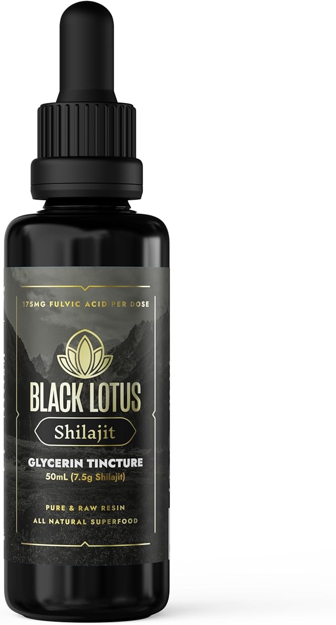 Black Lotus Pure Shilajit Resin Liquid Tincture, 50ml, 100% Pure Natural Shilajit for Men & Women with Amino Acids, 175mg Fulvic Acid, 85 Ionic Trace Minerals, for Immune Support, Focus, Energy