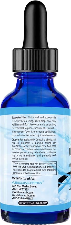 Absonutrix LionClarity, 390 mg, 4 FL Oz Liquid, 302 Servings, Made in USA, Plant-Based Ingredients, DMAE, Lion’s Mane, Huperzine A, Green Tea Extract, Non-GMO