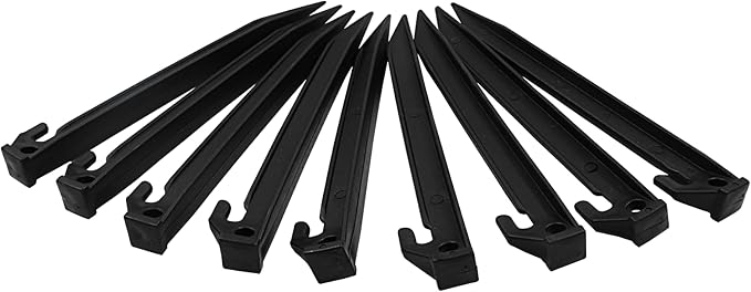 36 Pcs Plastic Tent Stakes, 9 Inch Heavy Duty Plastic Camping Stakes Tent Pegs for Sand, Beach, Woods, Black