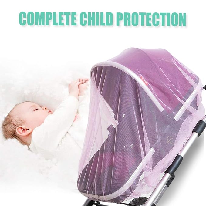 Mosquito Net for Stroller - 2 Pack Durable Baby Stroller Mosquito Net - Perfect Bug Net, Bassinets, Cradles, Playards, Pack N Plays and Portable Mini Crib (Pink) …
