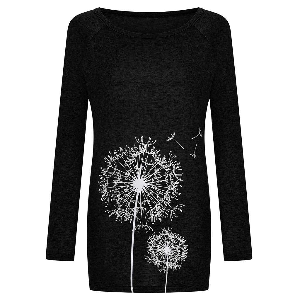 Aniywn Women's Plus Size Sweatshirt Tops Ladies Baggy Long Sleeve Thin Solid/Printing Pullover Blouse T Shirts