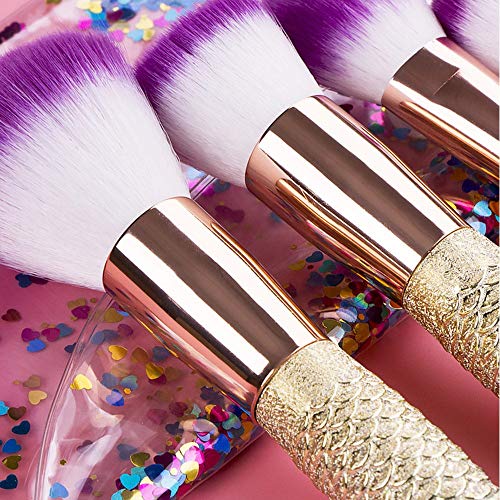 6 Pieces Mermaid Makeup Brush Set Lovely Makeup Brush Kit for Girls Portable Beauty Cosmetic Tools Women Cosmetic Concealer Brush