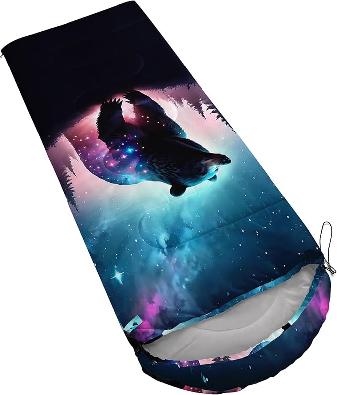 AILONEN Kids Floral Cat Camping Sleeping Bags,Lightweight & Waterproof,3 Season Warm & Cool Weather,Kawaii Kitten Sleeping Bags for Girls Adults,Travelling,Outdoors