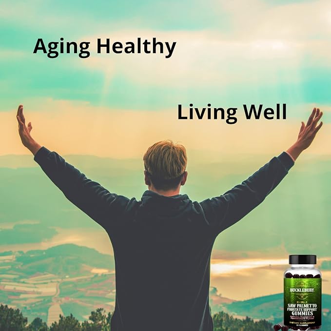 9-in-1 Saw Palmetto Gummies for Prostate and Urinary Support - Natural Raspberry and Pomegranate Flavour Plant-Based Dietary Supplement for Bladder Emptying and Hair Loss - 60 Gummies