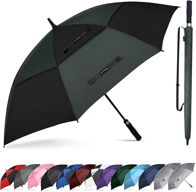 Auto Open Golf Umbrellas 62/68/72 Inch Extra Large Oversize for Business & Home, Ventilated Double Canopy Windproof Waterproof Stick Umbrella for Rain & strong wind