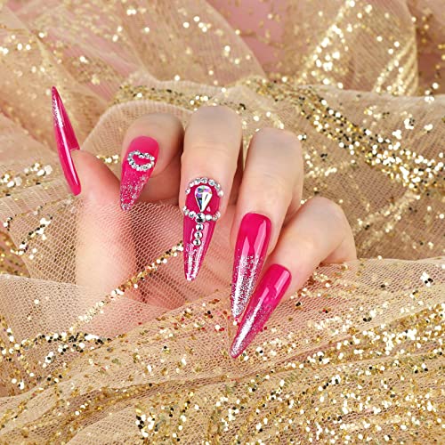 Teenitor Clear Stiletto Nail Tips Full Cover, Long Stiletto Nails Tips For Acrylic Nails, 600 Pcs Almond Stiletto Shape Fake Nails Tips With Glue, Acrylic Nail Clipper, Nail Stand Clear Glue On Nails