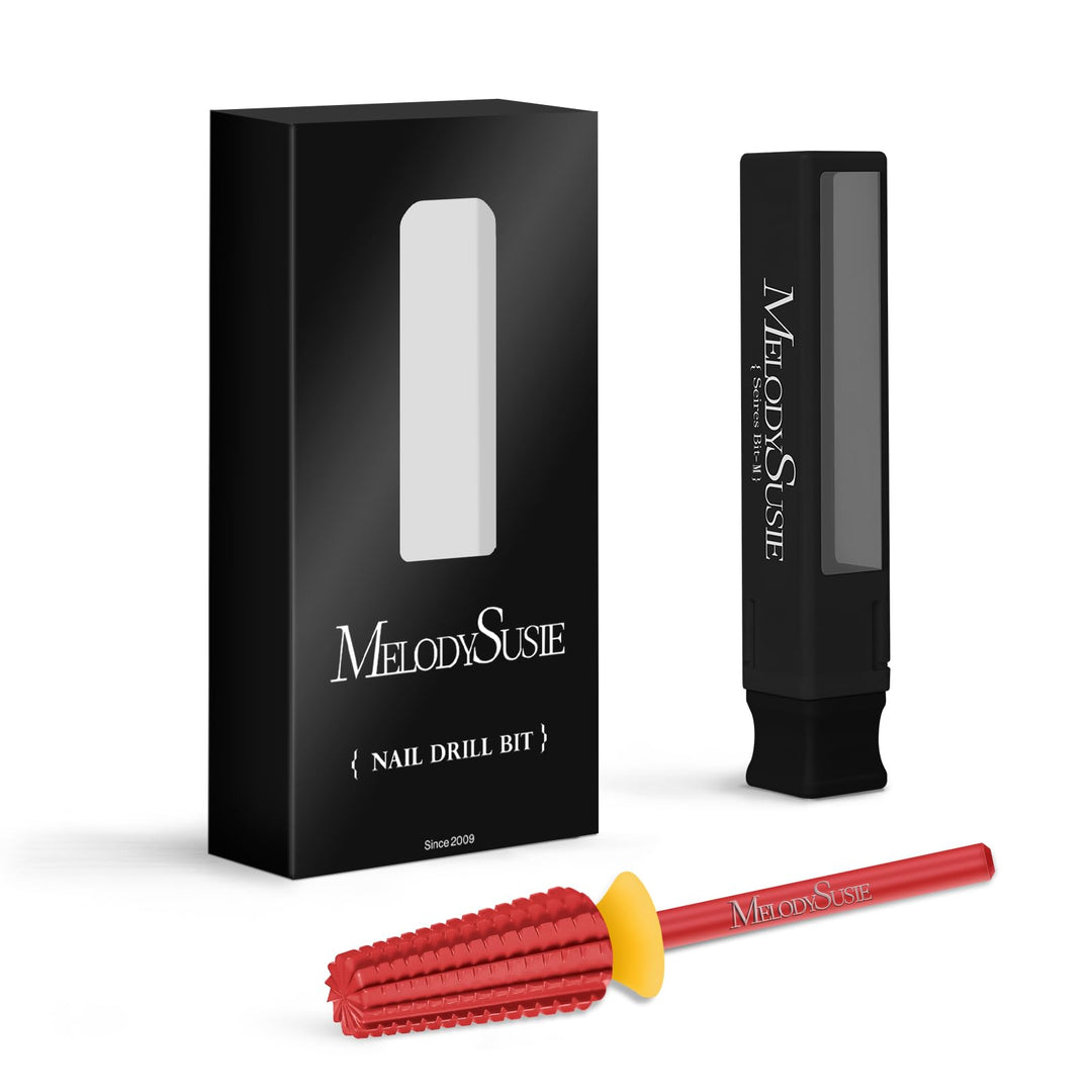 MelodySusie Super Cut Edition 5 in 1 Nail Drill Bits, 3/32'' Carbide Tungsten Multi-function Bits, Suitable for Manicure Pedicure Cuticle Gel Polishing, Red, Series Bit-M, Double Coarse