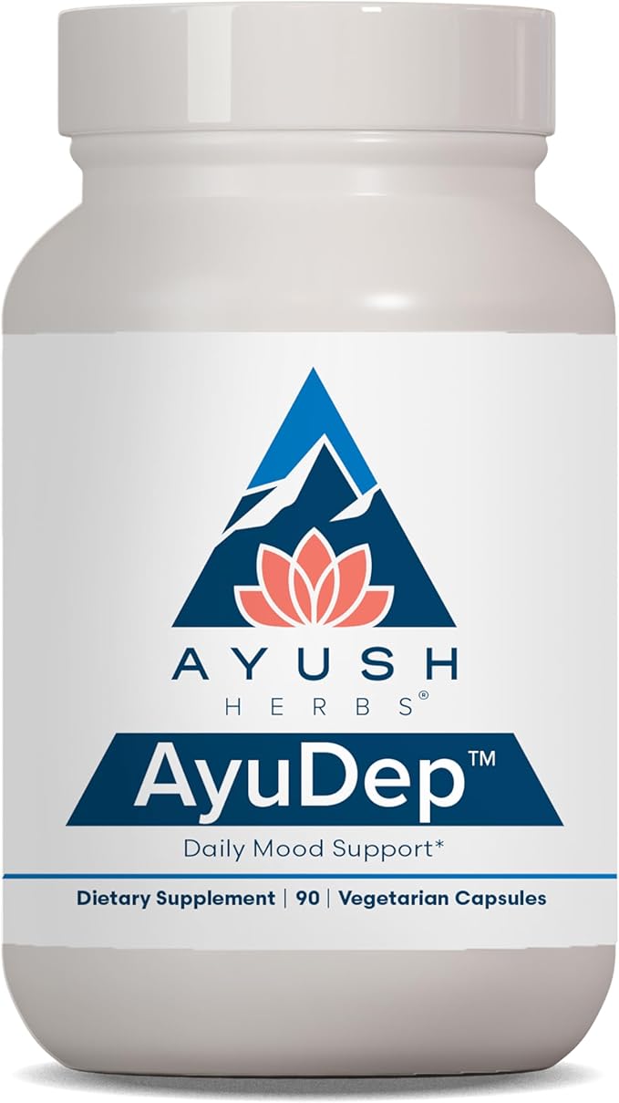 Ayush Herbs AyuDep - Saffron & Ashwagandha Supplements, Uplifting Formula for Women & Men, Herbal Support for Adults - 90 Vegetarian Capsules (1 Count)