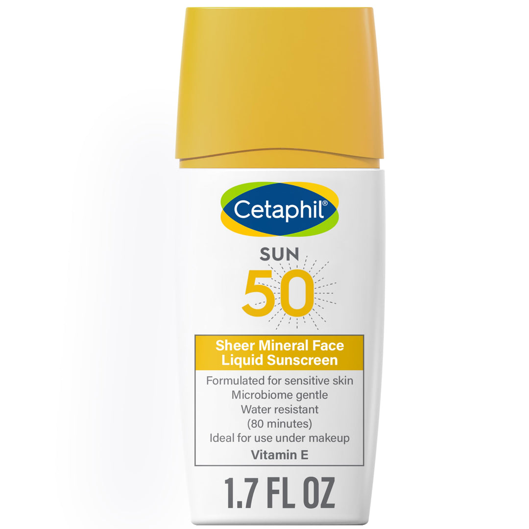 Cetaphil Sheer 100% Mineral Liquid Sunscreen For Face With Zinc Oxide Broad Spectrum Spf 50 Formulated For Sensitive Skin, Unsce