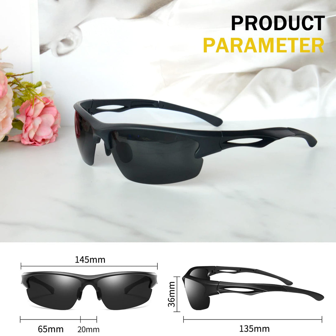 Joopin Half Frame Sports Sunglasses Lightweight Running Glasses Polarized UV400 Rectangle Wrap Around Shades for Men Women Motorcycle