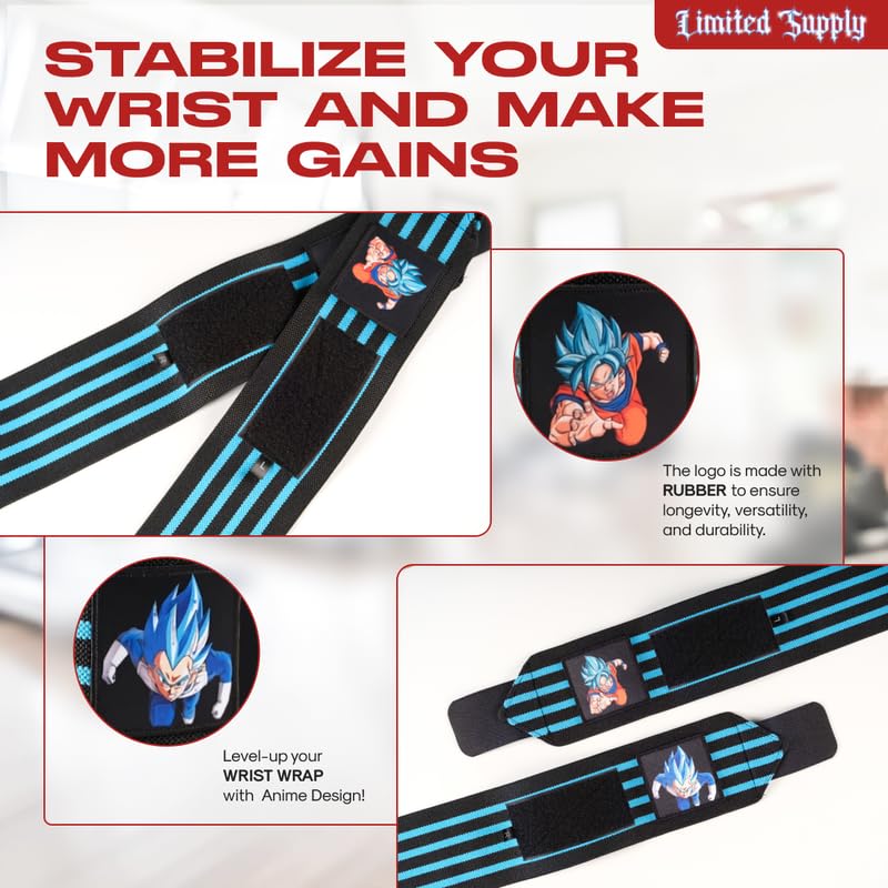 CROWN Anime Wrist Wraps 2 Pairs Bundle - 24" Lifting Straps for Men and Women - Gym Accessories Support Weightlifting, Powerlifting, Strength Training, Workout (Duo G)