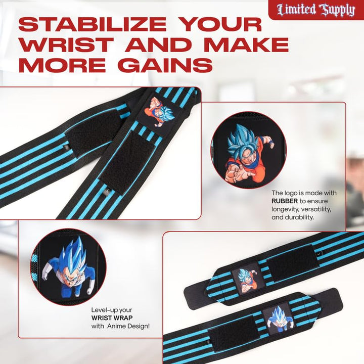 CROWN Anime Wrist Wraps 2 Pairs Bundle - 24" Lifting Straps for Men and Women - Gym Accessories Support Weightlifting, Powerlifting, Strength Training, Workout (Duo G)