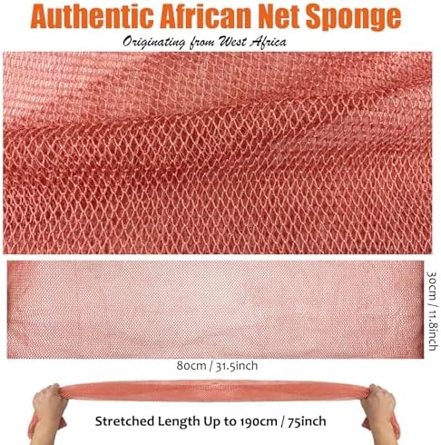 African Net Sponge Real African Exfoliating Net Bath Sponge Wash Cloth Exfoliating Washcloth African Net Cloth Body Scrubber for Shower Pink and Black