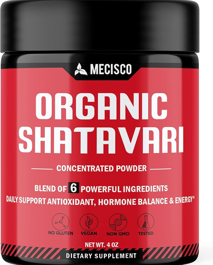 6in1 Shatavari Powder Organic - Blended with Shatavari Root, Bacopa Monnieri, Ashwagandha Root, Vitex Berry, Fenugreek & Black Pepper - Supports Rejuvenation, Promotes Energy & Vitality - 4 Oz