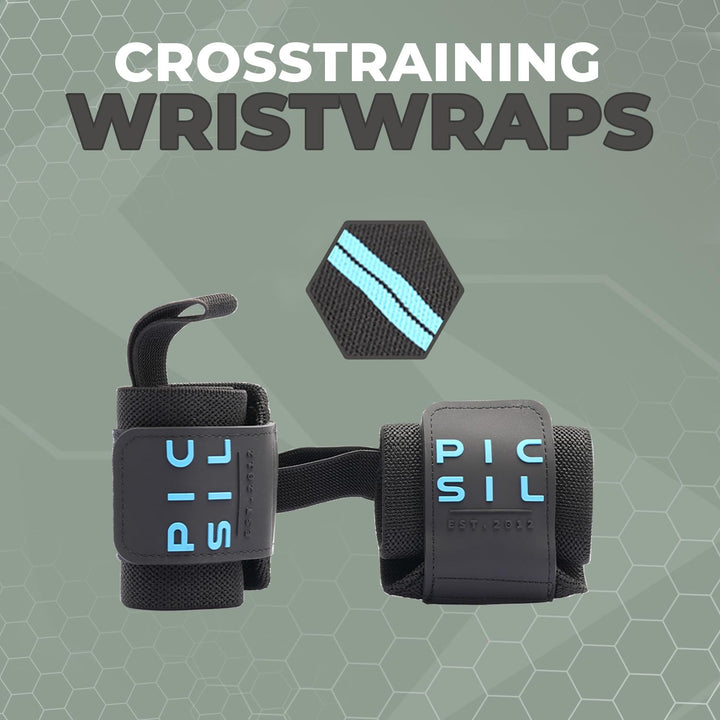 PICSIL Wrist Wraps with Double Fabric Fastener, Stretchable Wrist Straps for Weightlifting, Cotton Wrist Straps with Thumb Loop, Advanced Weightlifting Straps for Comfort and Stability (Blue)