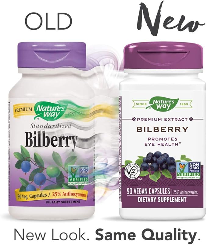 Nature's Way Bilberry Standardized Extract Veg Capsules 90 ea (Pack of 3)