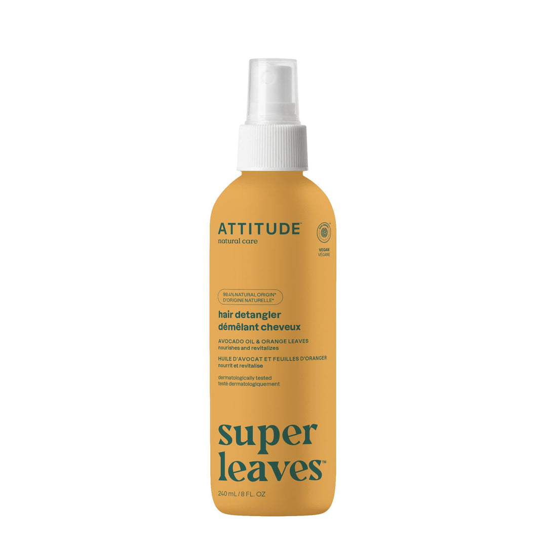 ATTITUDE Detangling Spray, EWG Verified, Plant-Based Ingredients, Dermatologically Tested, Vegan, Orange Leaves, 8 Fl Oz