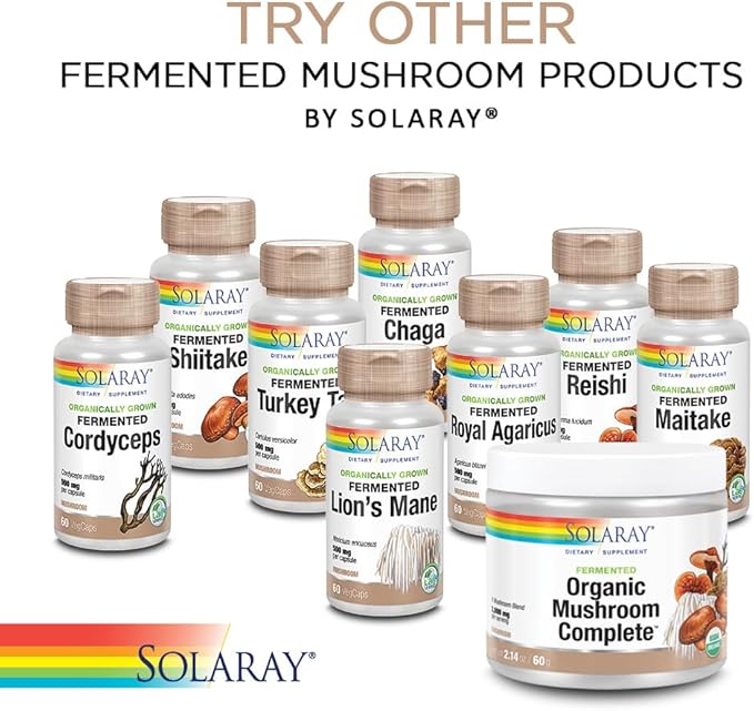 SOLARAY Organically Grown Fermented Mushroom Immune Complex 600 mg | Healthy Immune Function Support | 100 VegCaps