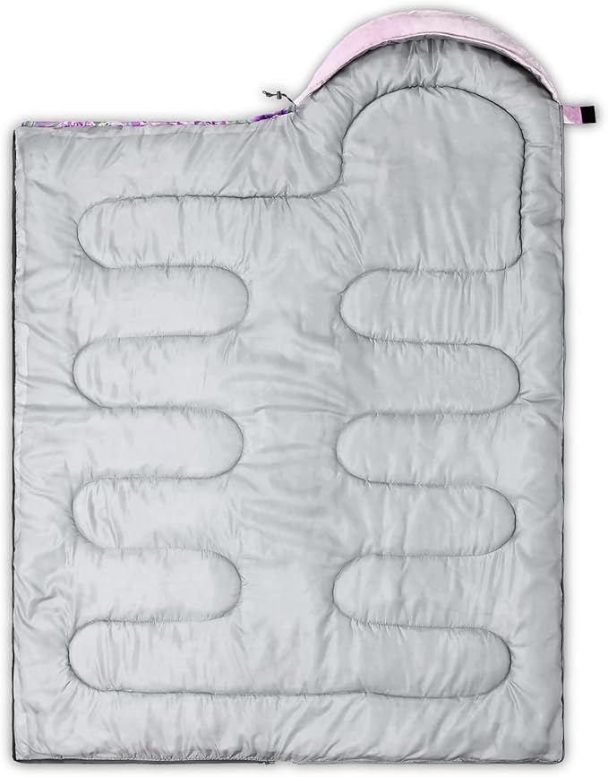 AILONEN Kids Floral Cat Camping Sleeping Bags,Lightweight & Waterproof,3 Season Warm & Cool Weather,Kawaii Kitten Sleeping Bags for Girls Adults,Travelling,Outdoors