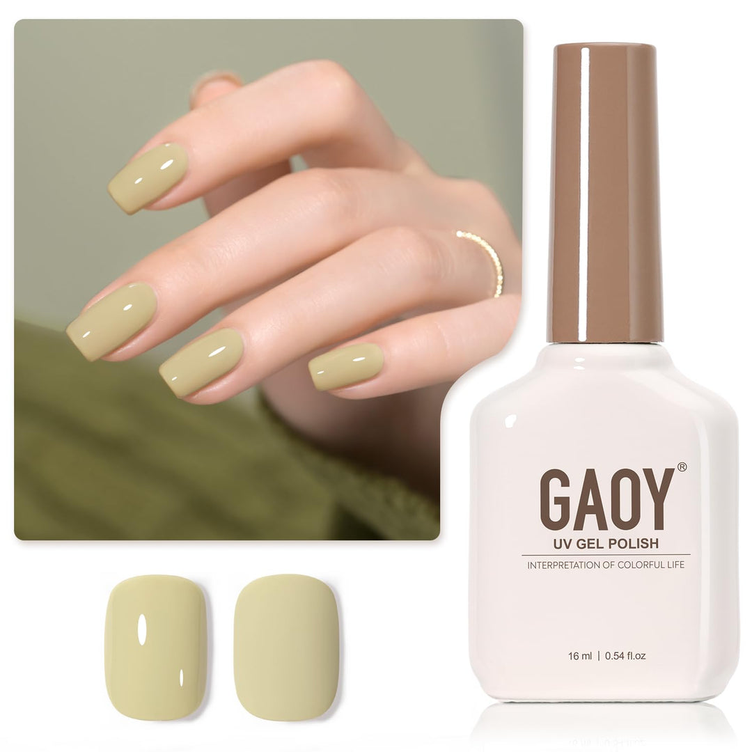 Gaoy Green Gel Nail Polish, 16Ml Soak Off Gel Polish, Uv Light Cure For Nail Art Diy Manicure At Home, 2075 Brich Bark