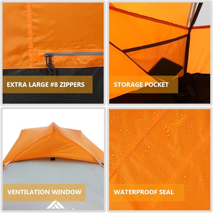 Forceatt Tent for 2 and 3 Person is Waterproof and Windproof, Camping Tent for 3 to 4 Seasons,Lightweight Aluminum Pole Backpacking Tent Can be Set Up Quickly,Great for Hiking