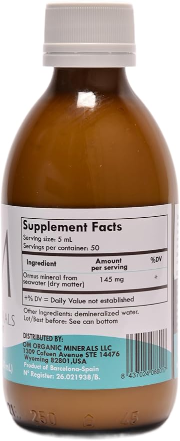 Ormus Organic Minerals 250 mL - Ormus Pure Premium - Concentrated - Minerals from deep Atlantic Waters - Monatomic - 1 Unit