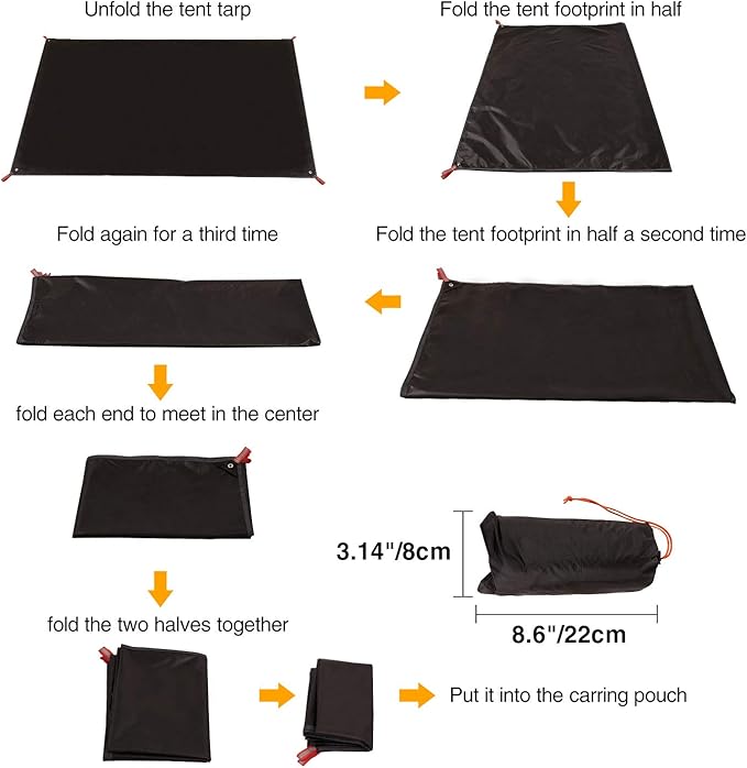 REDCAMP 2000mm PU Waterproof Tent Footprint, Ultralight 95''x87'' Black for 4-5 Person Camping, Hiking