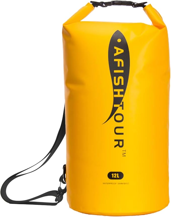 Waterproof Floating Dry Bag for Men Women - 12L Roll Top Sack Keeps Gear Dry with Shoulder Strap for Kayaking, Rafting, Boating, Swimming, Camping, Hiking, Beach, Fishing (Yellow)