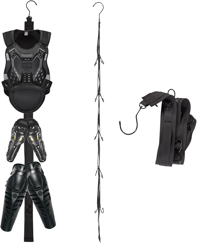 Hockey Hanger Portable Hanging Dryig Rack Hockey Gifts for Home and Outdoor Using in Ice Hockey Skating Football Camping Fishing 5 Hooks (Black-10hooks)