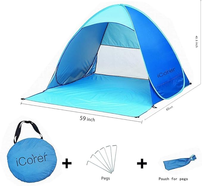 Automatic Pop Up Instant Portable Outdoors Quick Cabana Beach Tent Sun Shelter