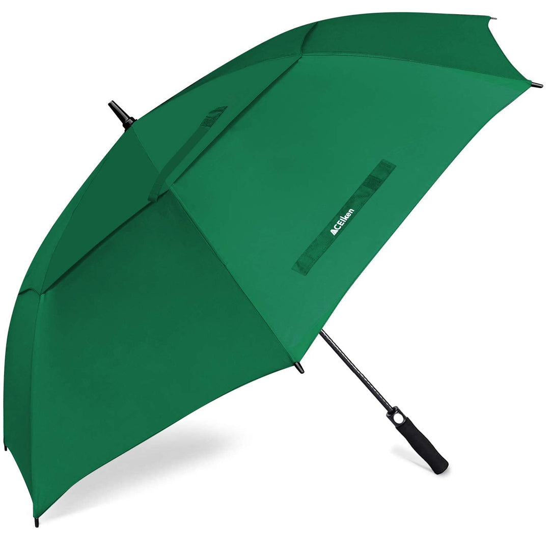 ACEIken Golf Umbrella Large 58/62/68 Inch Automatic Open Golf Umbrella Extra Large Oversize Double Canopy Vented Umbrella Windproof Waterproof for Men and Women (Dark Green, 62 inch)