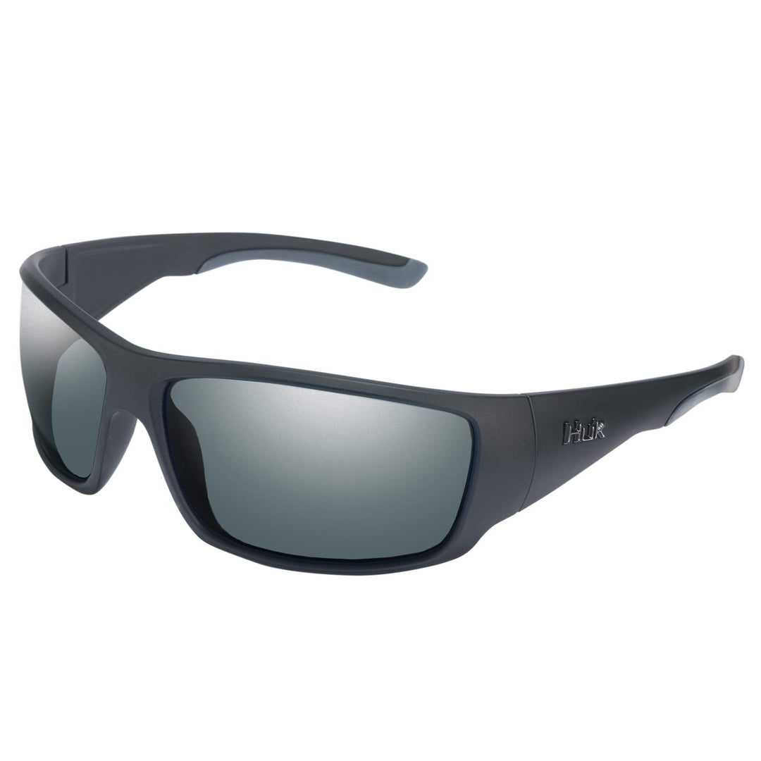 HUK, Polarized Lens Eyewear with Performance Frames, Fishing, Sports & Outdoors Sunglasses Oval, (Spearpoint) Gray/Matte Black, Medium/Large