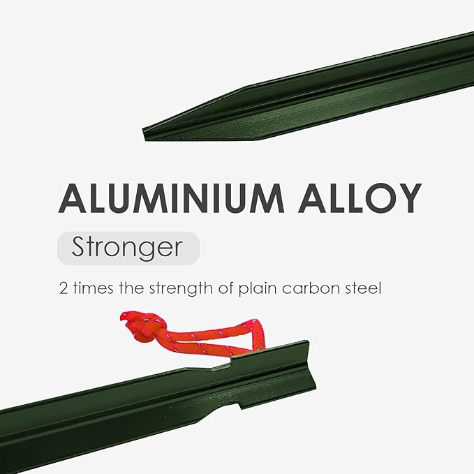 Gold Armour Tent Stakes - 12 Pack Heavy Duty, Lightweight, Camping Stakes Pegs for Outdoor Tent and Tarp, Essential Camping Gear Equipment Accessories (Green)