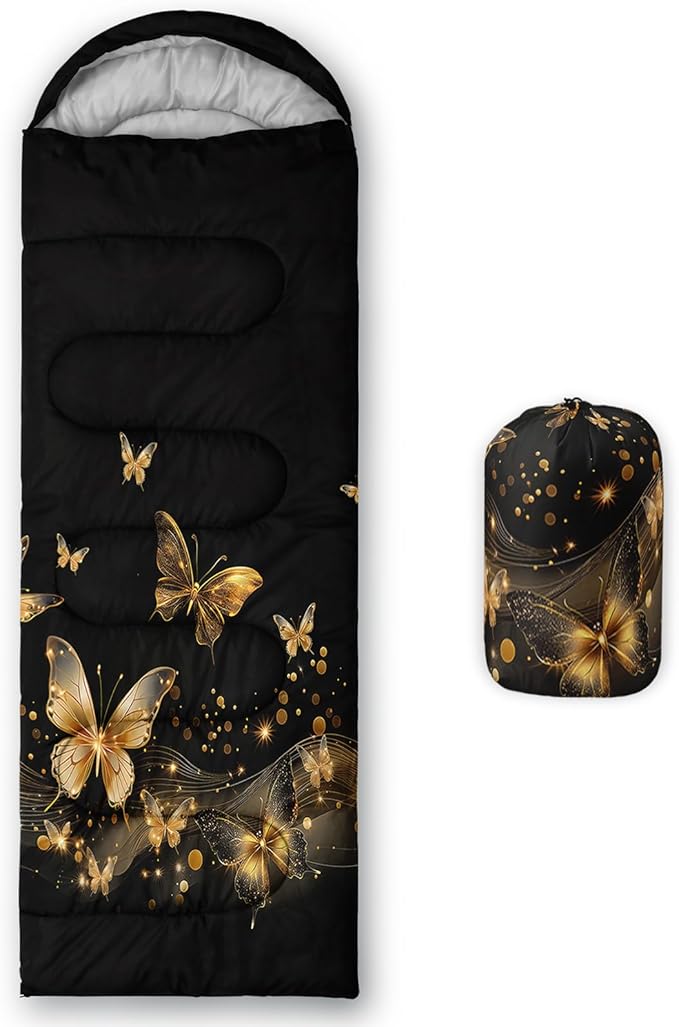 AILONEN Cartoon Fox Camping Sleeping Bag for Boys Girls Adults,Lightweight & Waterproof,3 Season Warm & Cold Weather,Portable,Kawaii Fox Printed Sleeping Bag,Traveling,Camping,Hiking