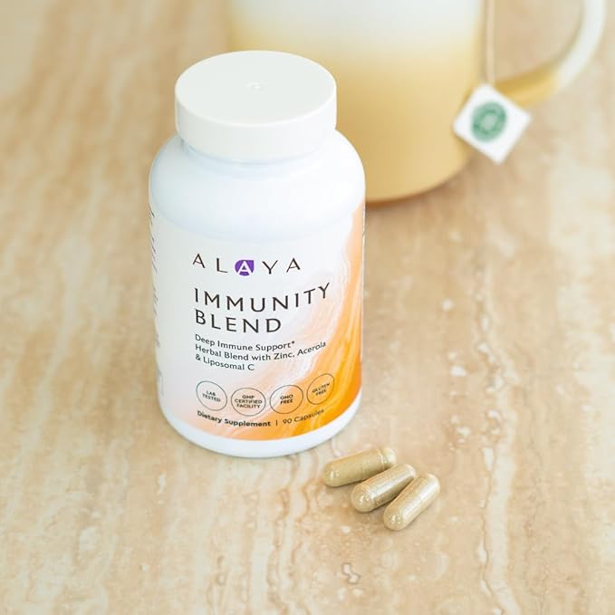 Alaya Naturals Immunity Blend - Advanced Immune Support with Vitamin C, Zinc, Elderberry, Garlic, Ginger, Morgina, Oregano and Astragalus: Support Immunity and Overall Health - 90 Capsules
