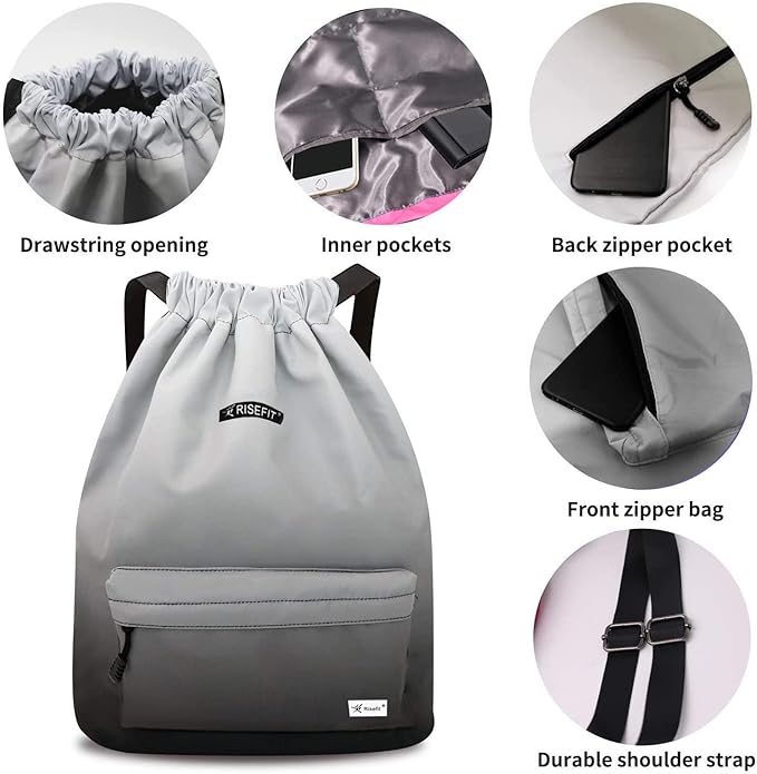 Waterproof Drawstring Bag, Gym Bag Sackpack Sports Beach Backpack for Men Women
