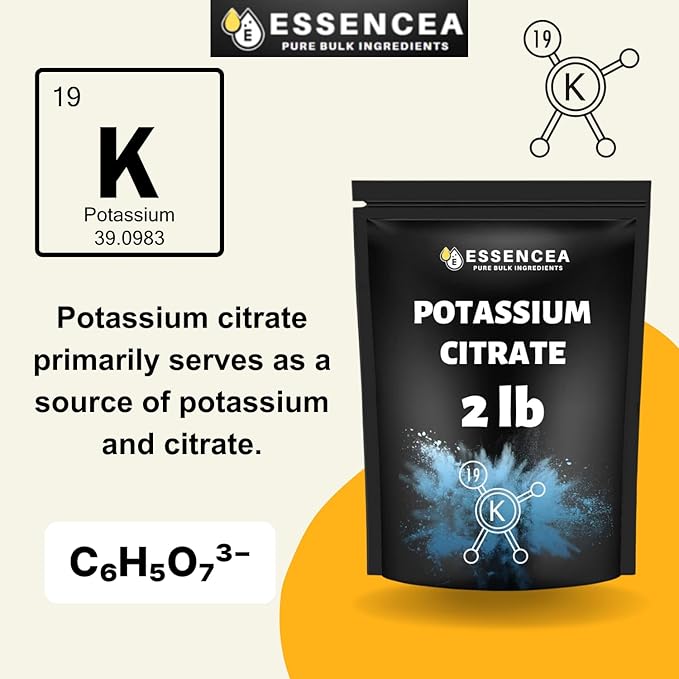 Potassium Citrate Powder 2LB by Essencea Pure Bulk Ingredients | 100% Potassium Citrate | Premium Quality Supplement (32 Ounces) [Packaging May Vary]