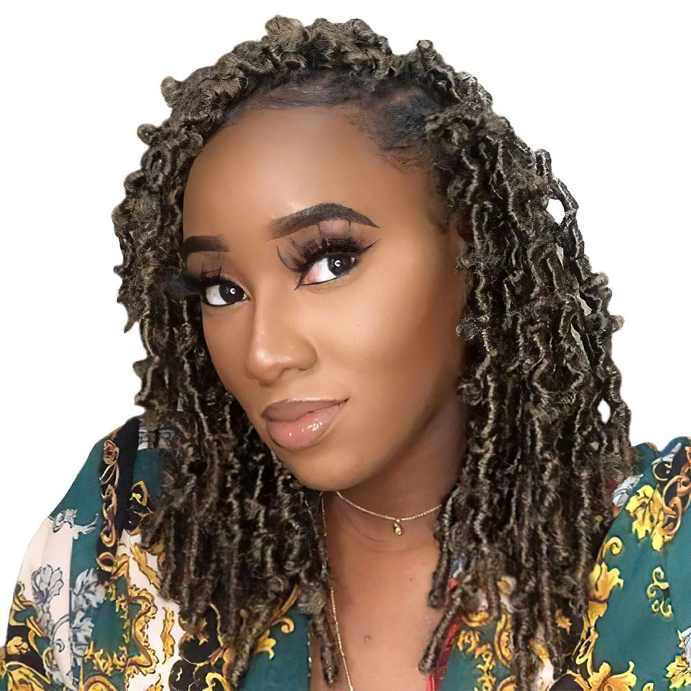 Niseyo 6 Packs Butterfly Locs Crochet Hair 12 Inch Pre Looped Distressed Locs Crochet Braids (M27)