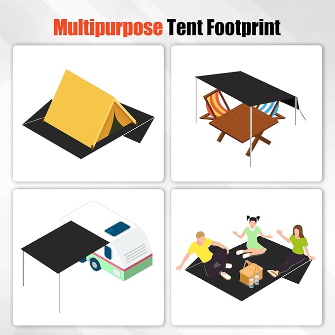 REDCAMP Ultralight Tent Footprint, PU 2000 Waterproof Camping Tent Tarp with Drawstring Carrying Bag, Waterproof Camping Tarp for Outdoor Hiking Camping