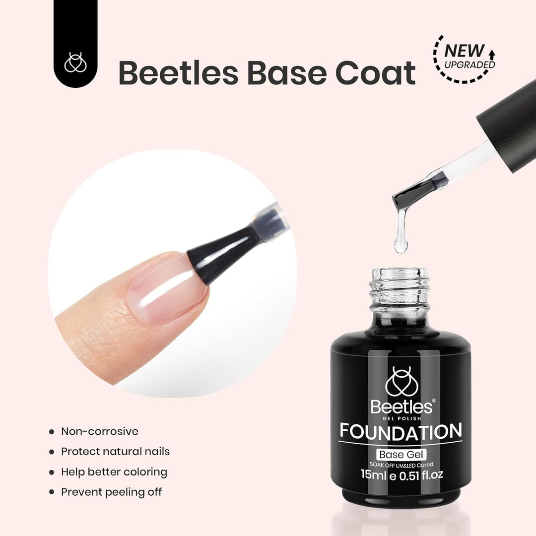 Beetles 4 Pcs Base & Top Coat Gel Kit | Acid-Free Nail Primer Set for Women