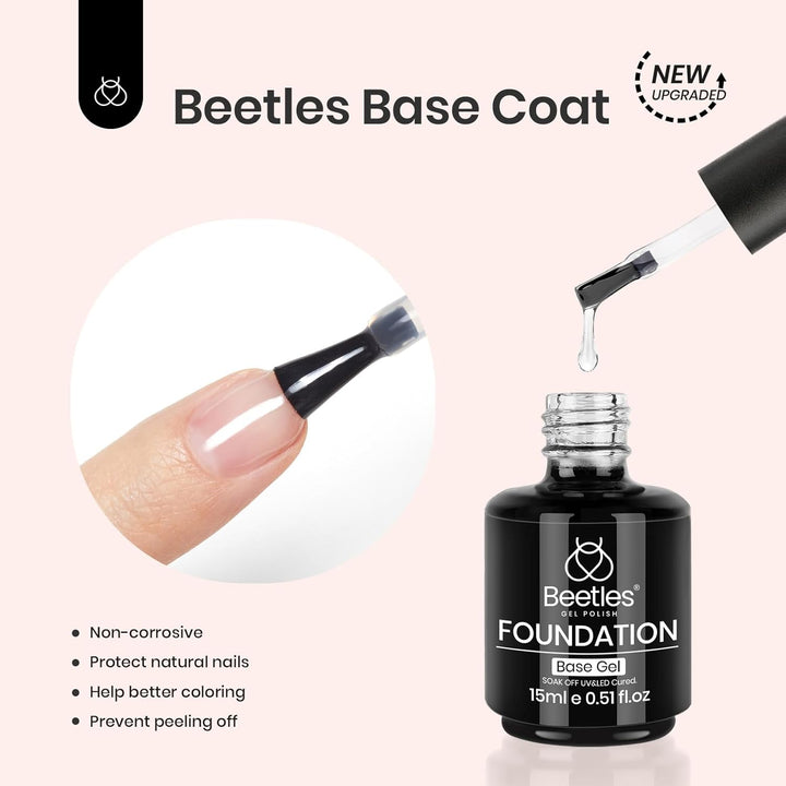 Beetles 4 Pcs Base & Top Coat Gel Kit | Acid-Free Nail Primer Set for Women