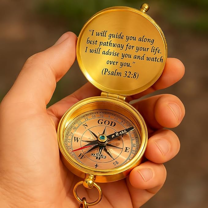 God's Path Compass – Communion & Confirmation Gift for Teenage Boys | Baptism Religious Gifts for Men, Christian, Catholic, Graduation | Sentimental & Inspirational Present – Greeting Card Included