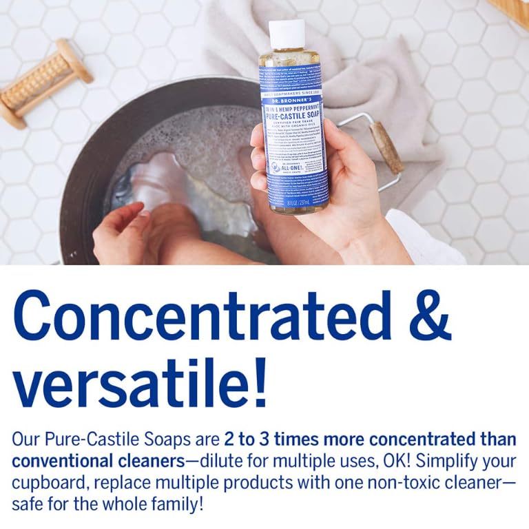 Dr. Bronner's Pure-Castile Soap | Peppermint Liquid, 1 Gallon – Eco-Friendly Hand & Body Wash
