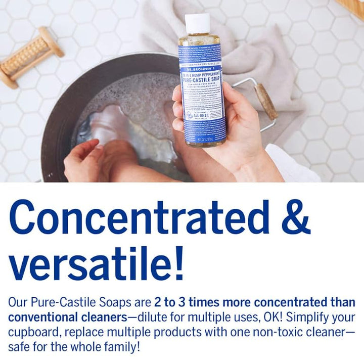 Dr. Bronner's Pure-Castile Soap | Peppermint Liquid, 1 Gallon – Eco-Friendly Hand & Body Wash