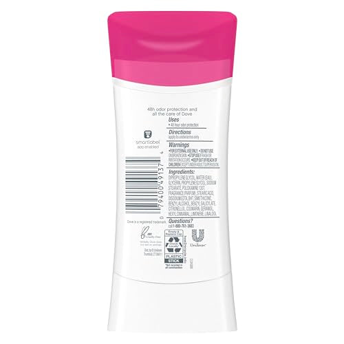 Dove Teens Deodorant Stick Strawberry Sparkle, for gentle underarm care, 48-hour odor protection and aluminum free deodorant, 2.6 oz