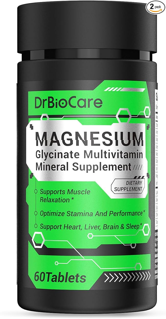 Energy Boost & Magnesium Glycinate, Contains Vitamin D3, Vitamin C, Turmeric, Ashwagandha, Milk Thistle, Calcium & Magnesium Supplement 120 Tablets