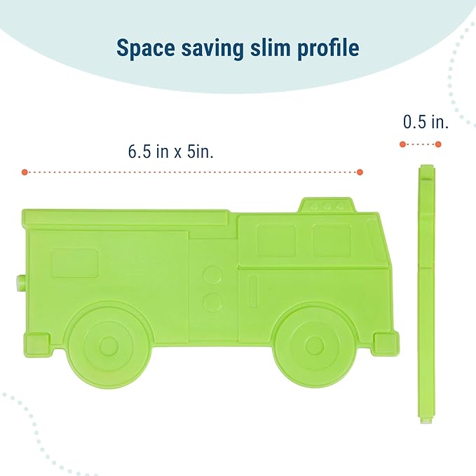 Wildkin Kids Ice Packs (4 Packs) for Boys & Girls, Perfect for Daycare & Preschool Slim & Reusable Ice Packs, Keep Lunches Fresh & Cool for School & Travel, Portable Ice Packs for Kids (Fire Truck)