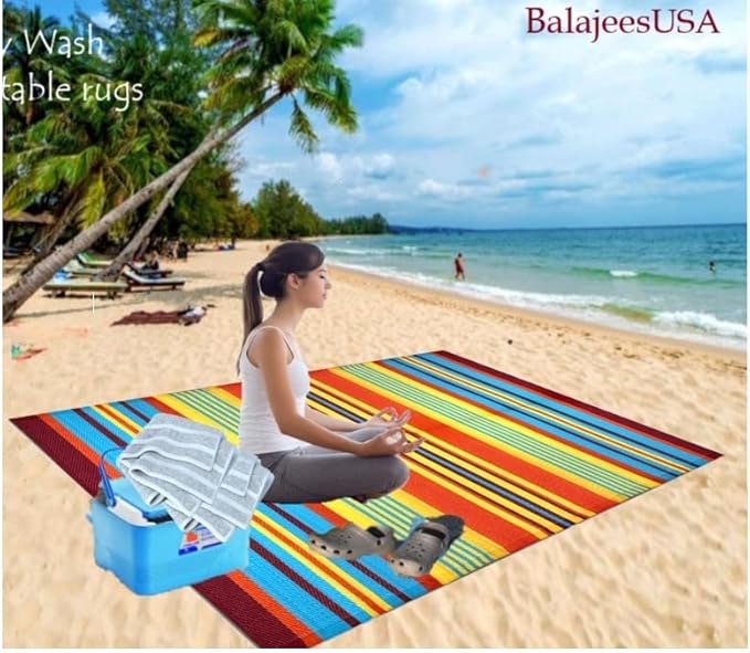 BalajeesUSA Outdoor Patio Rugs clearance 6'x9' (183 cm x 274 cm) Multi Color 20270