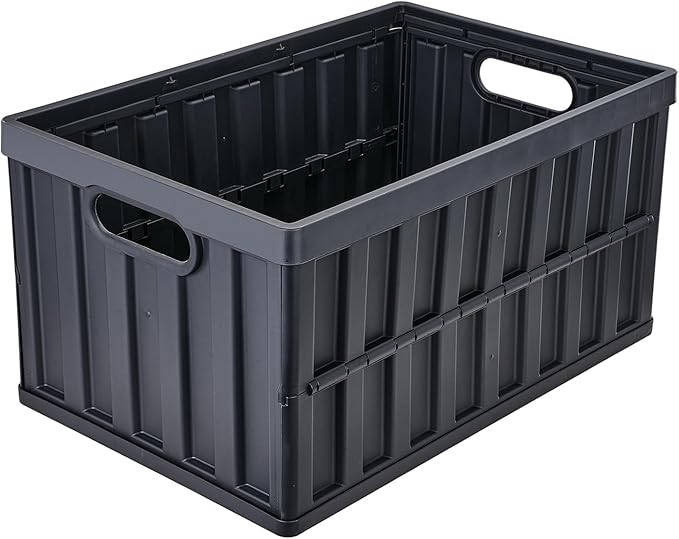 VEVOR 65L Collapsible Storage Bins with Lids 3 Packs, Stackable Utility Crates with Handles, Large Folding Containers for Organizing Tools, Books, Food, Drinks, Camping&Transport