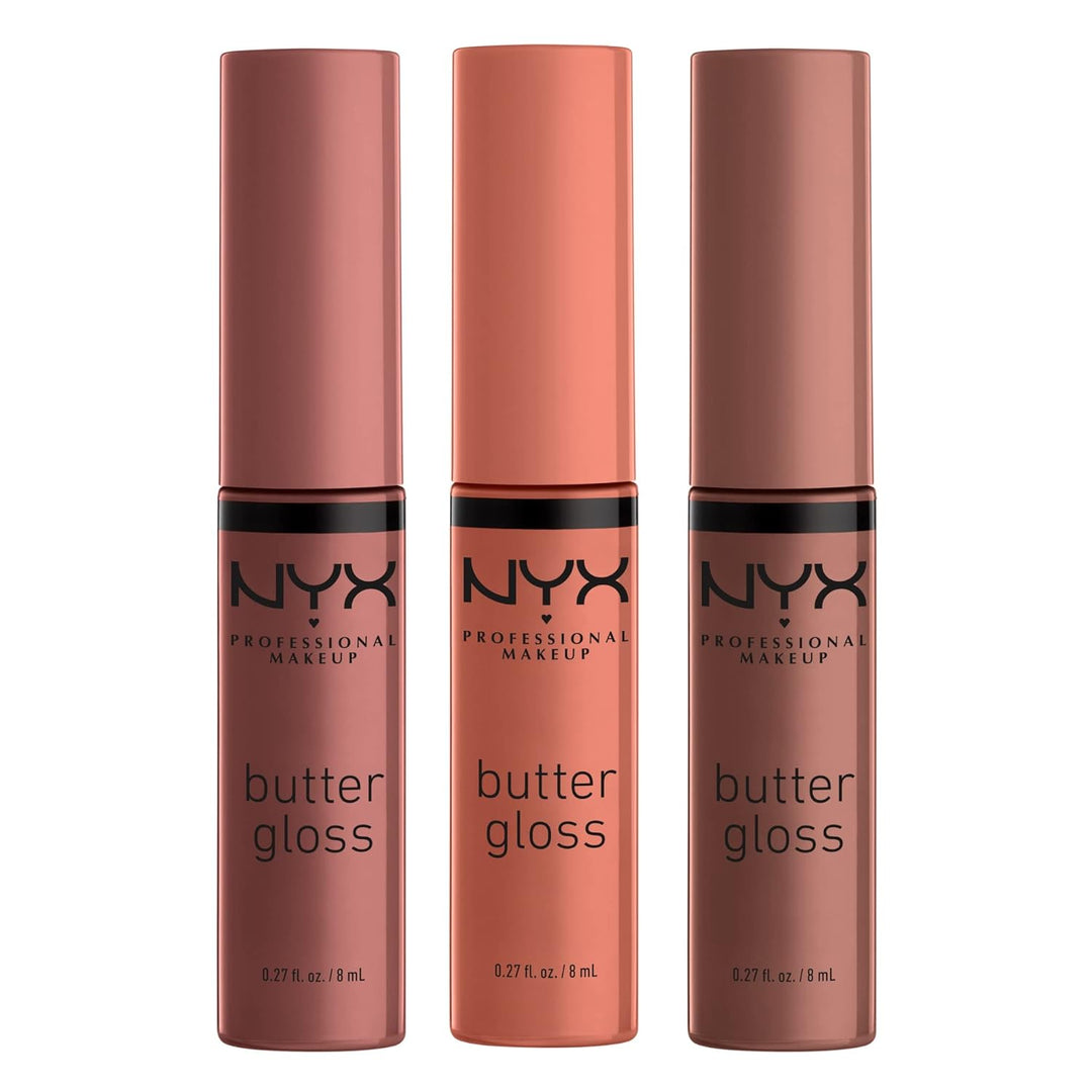 NYX Butter Gloss | Brown Sugar Non-Sticky Lip Gloss - Pack of 3